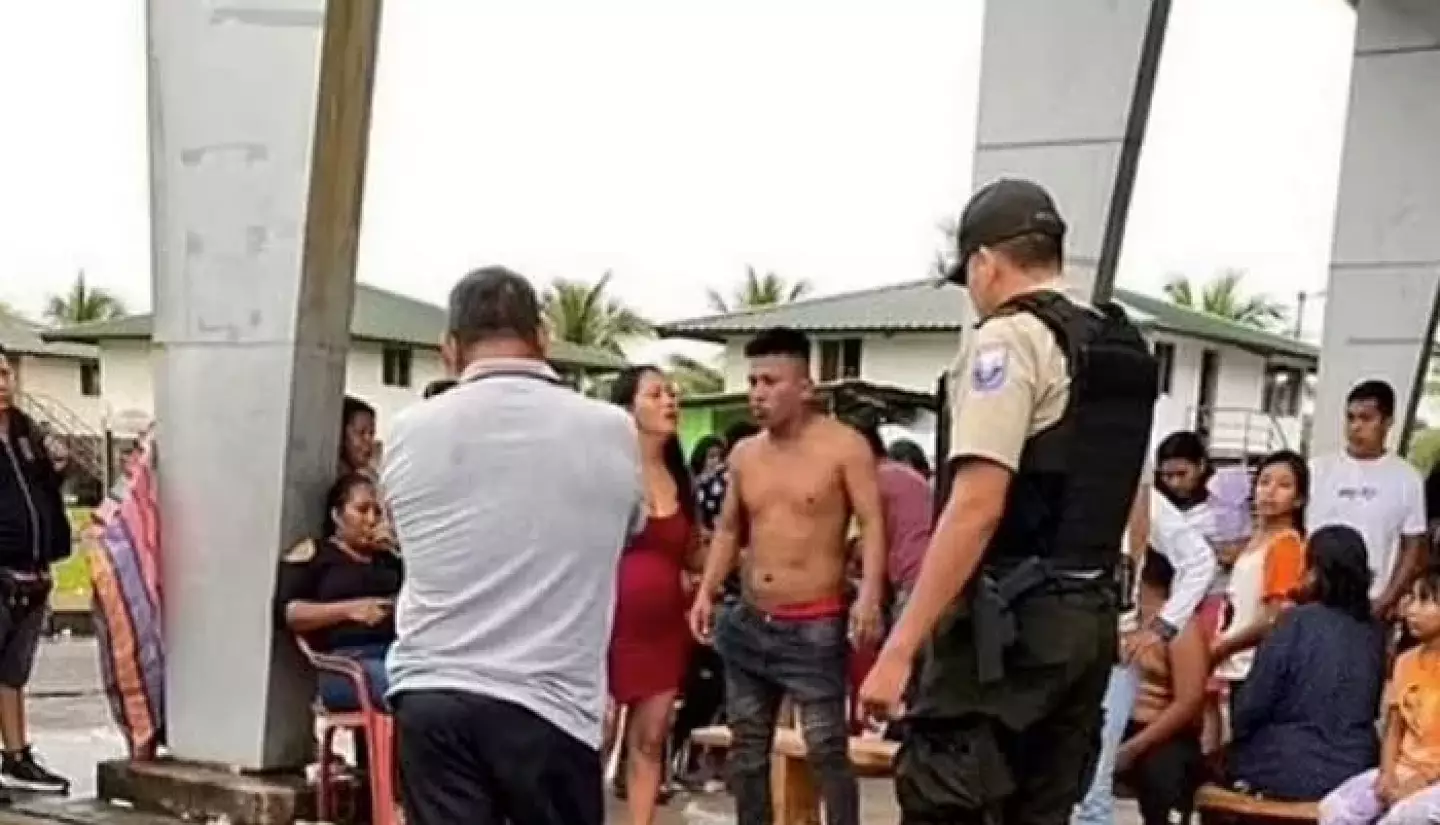 A gang of locals dragged the man, believed to be British, from the police station and burned him alive (Cuyabeno TV)