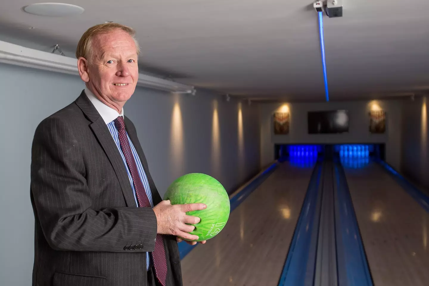 Graham Wildin in his private bowling alley.