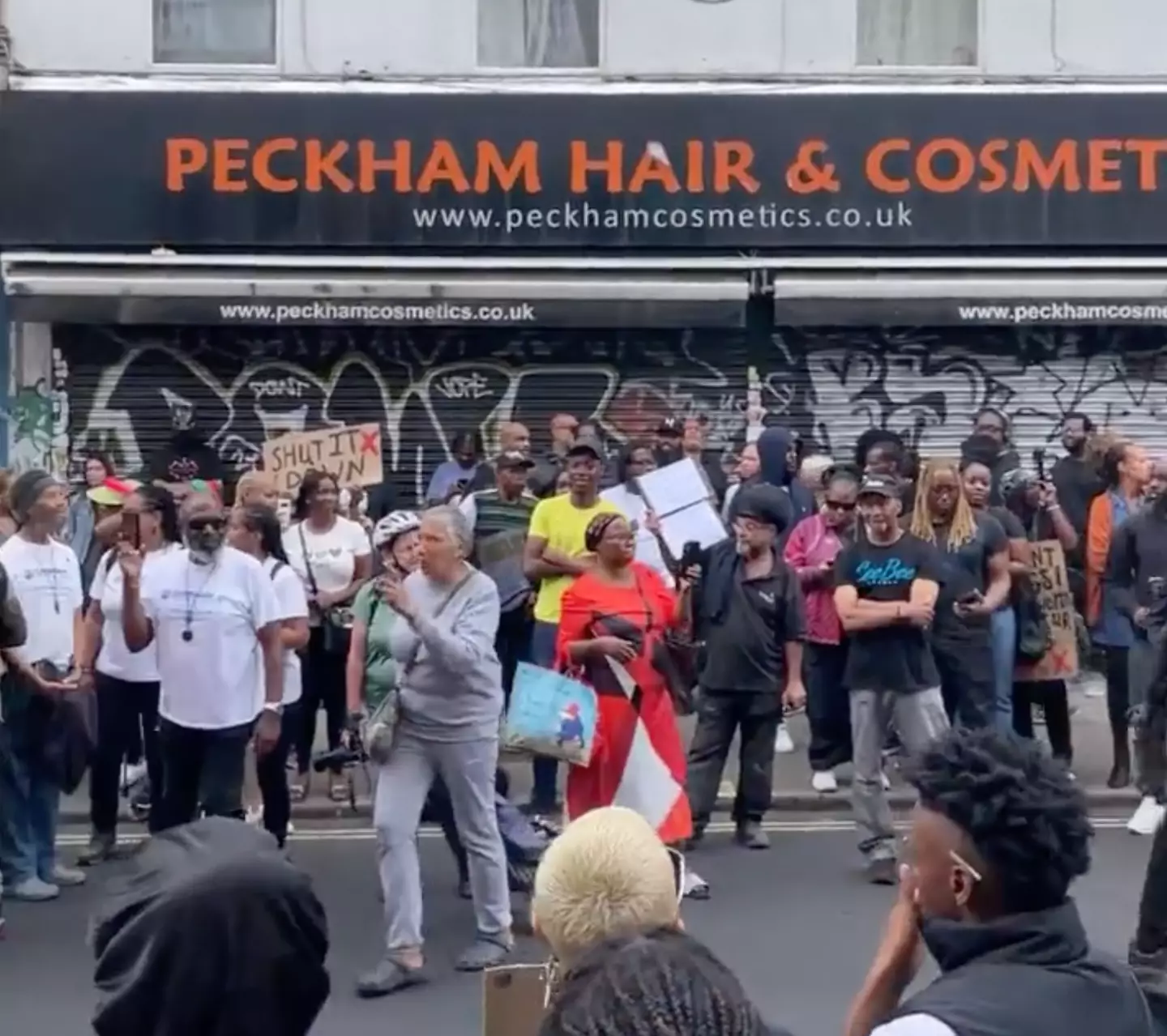 Protests have been held outside the shop since footage of the incident went viral online.