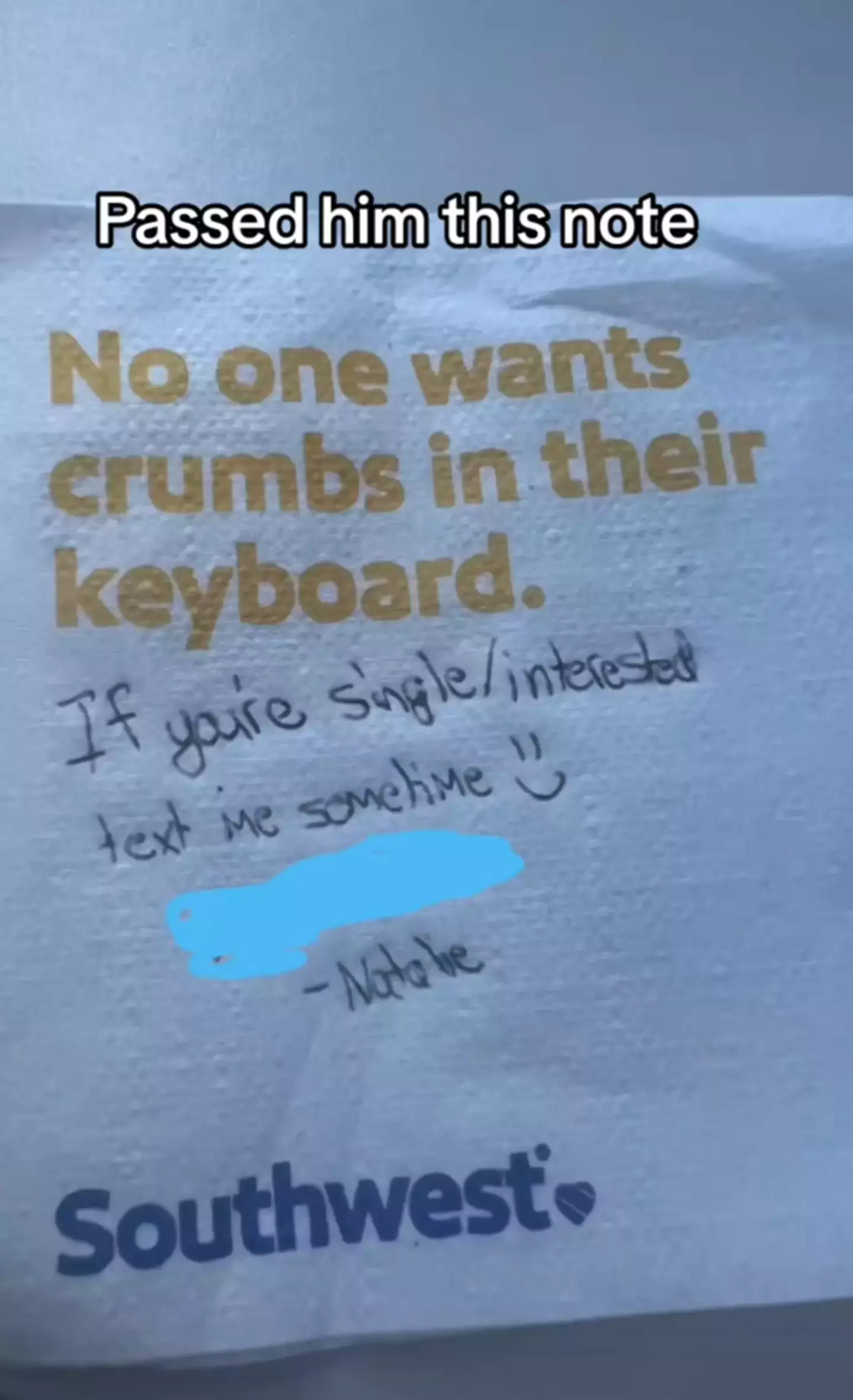 A woman bravely 'shot her shot' after spotting an attractive man on her flight (TikTok/@nataliebonbon)