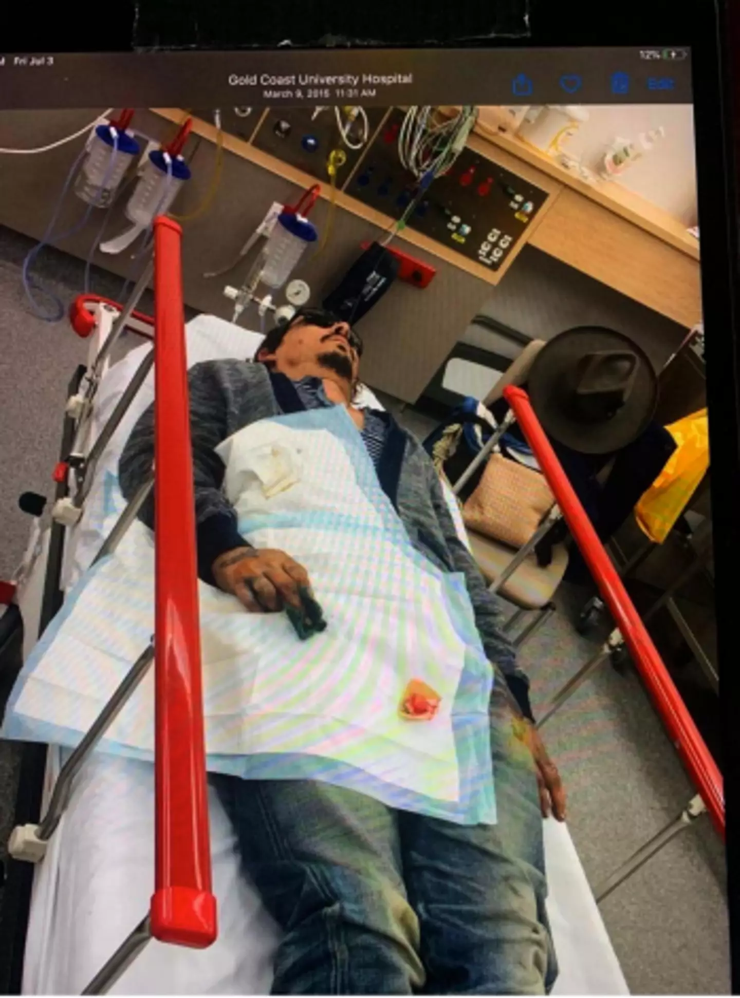 Depp on his way to hospital.