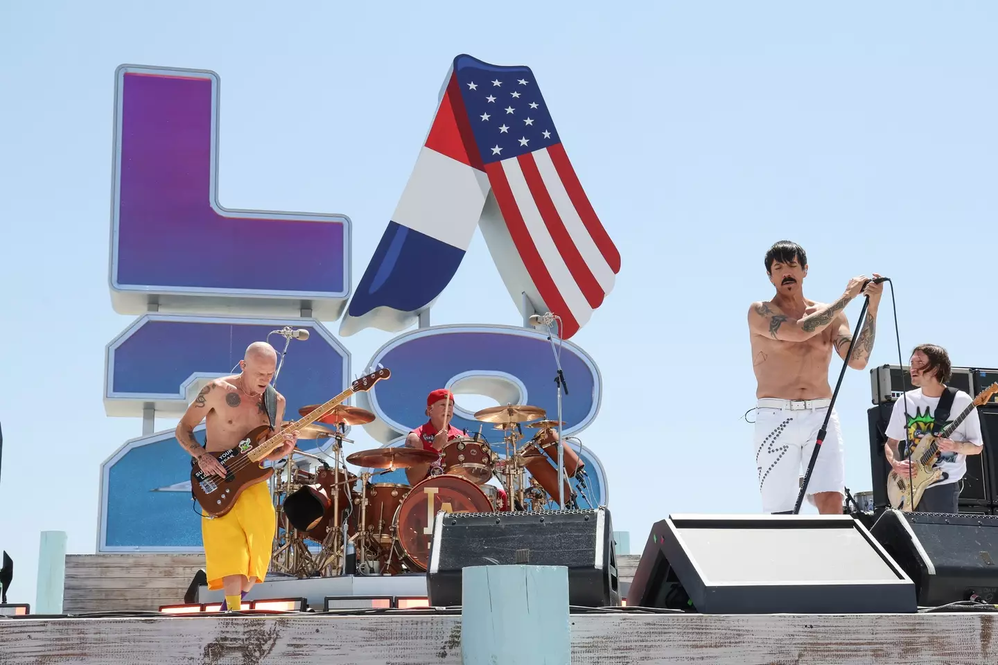 The Red Hot Chili Peppers performing at the official handover ceremony to LA (Kevin Mazur/Getty Images for LA28)