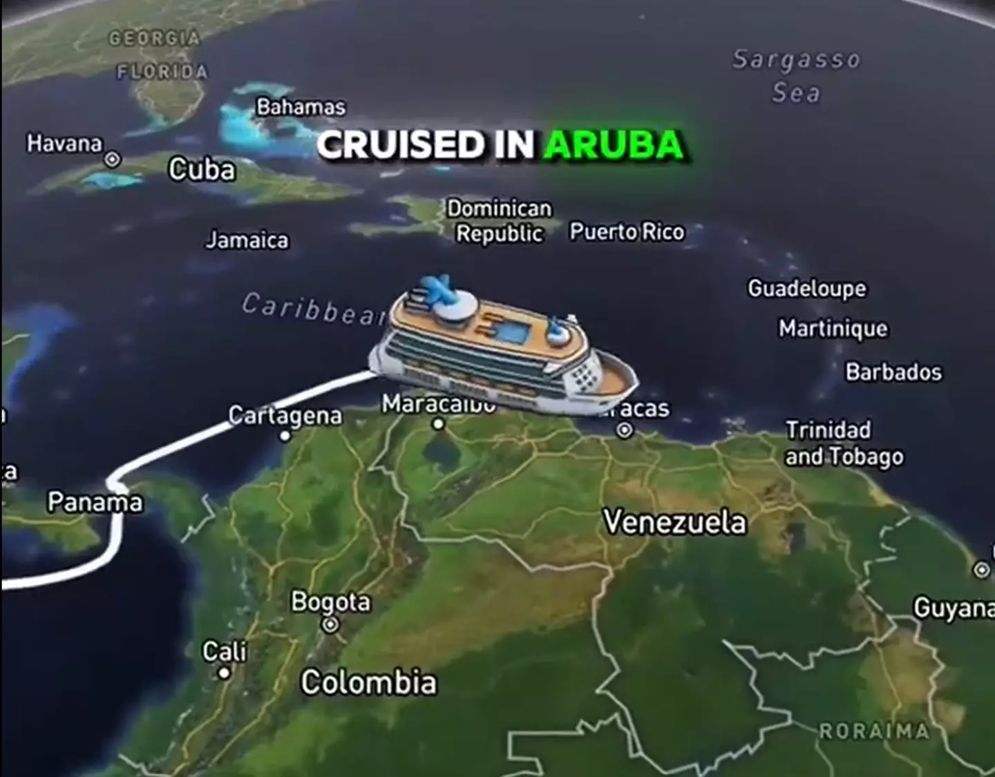 The cruise simulation shows a massive list of cities where the cruise will dock (flightsaroundworld)
