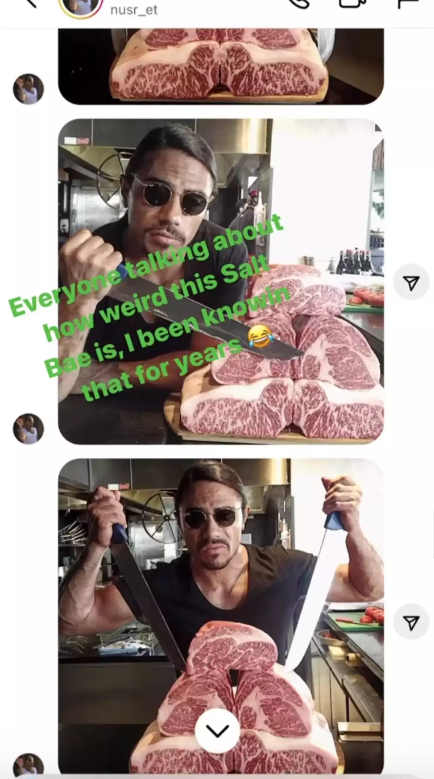 Dan Bilzerian shared screenshots showing that Salt Bae has been sending him DMs for years.
