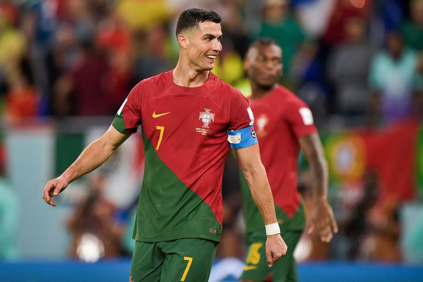 ristiano Ronaldo of Portugal reacts during the Group H - FIFA World Cup Qatar 2022 match between Portugal and Ghana.