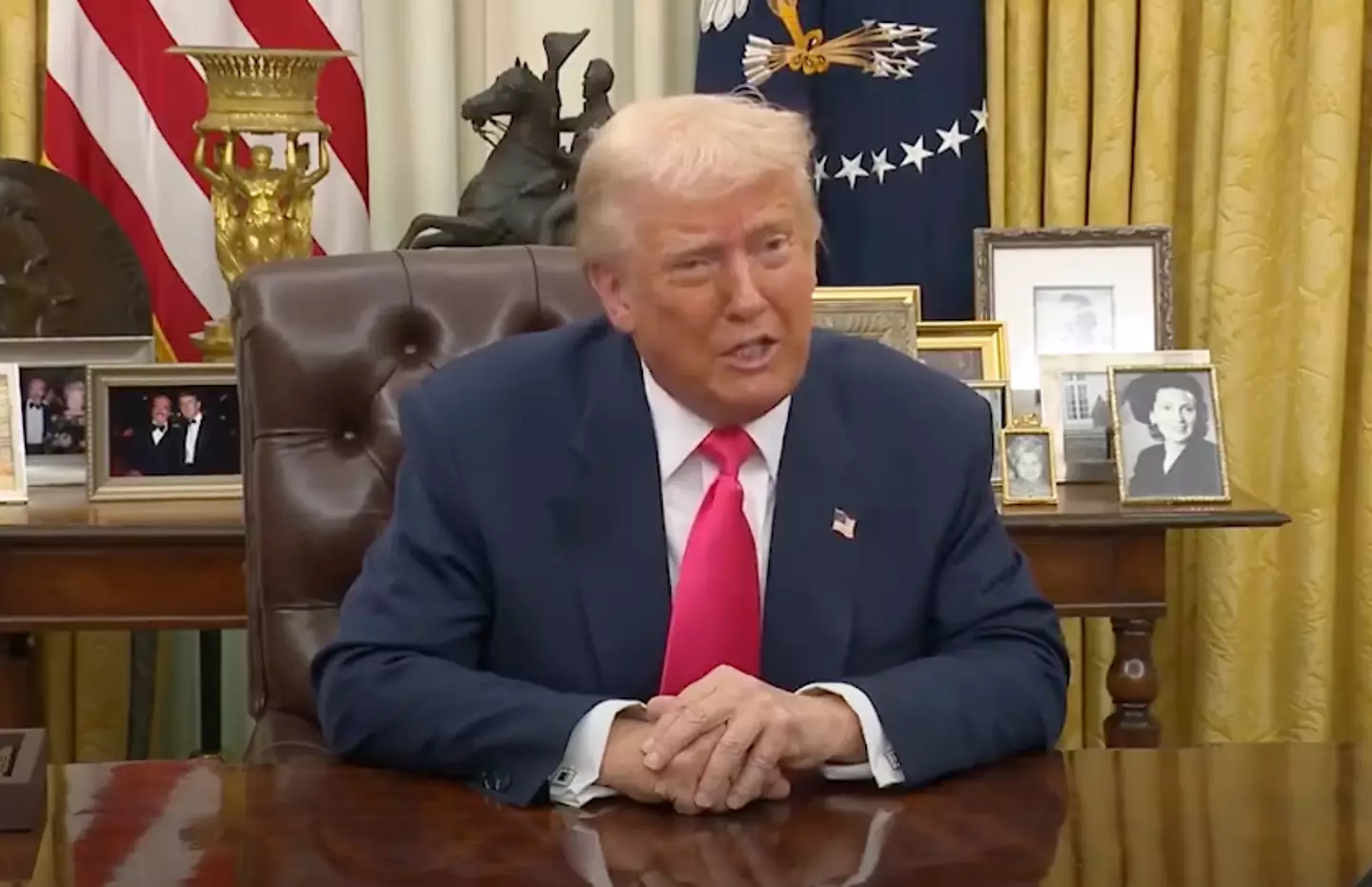 The US President spoke to reporters from the Oval Office today (C-SPAN)