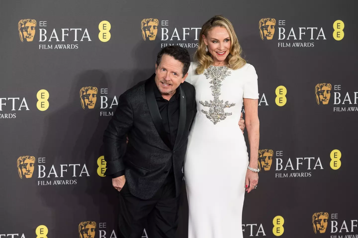 Michael J Fox and wife Tracy Pollan at the Baftas.