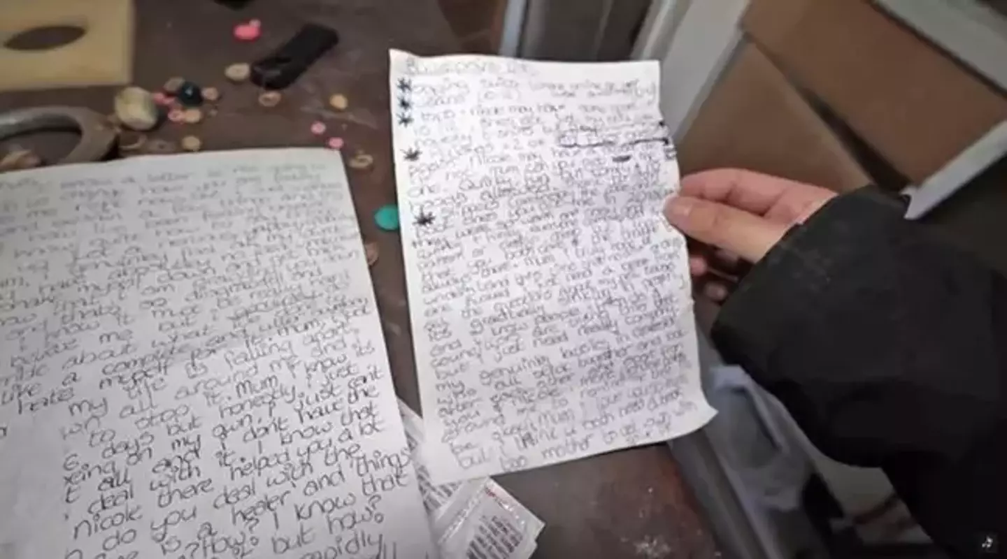 Inside one of the abandoned flats was a spine-chilling hand-written letter written from a daughter to her mother.