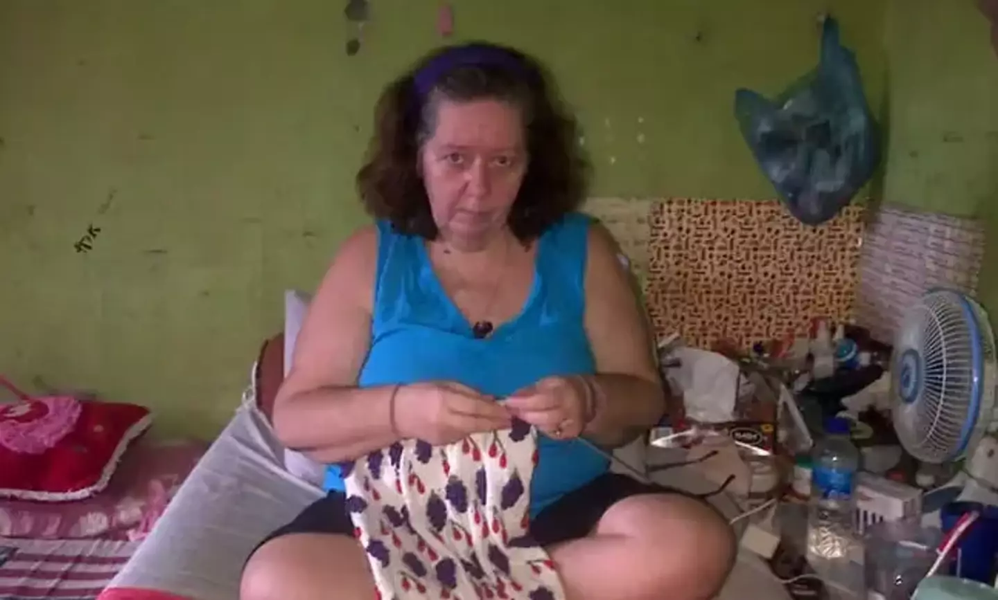 Lindsay Sandiford spends time knitting in prison.