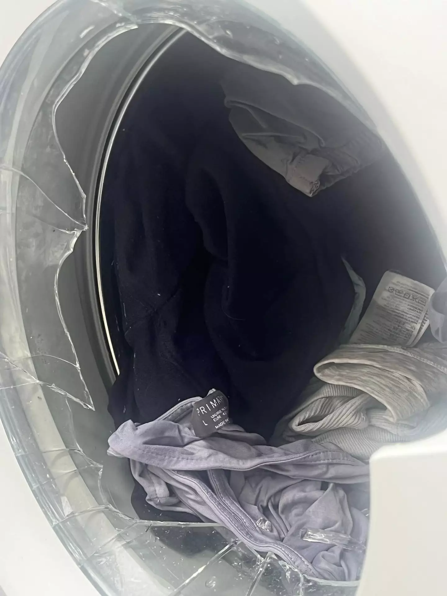 The shattered glass of the washing machine put her son in the hospital. (Kennedy News and Media)