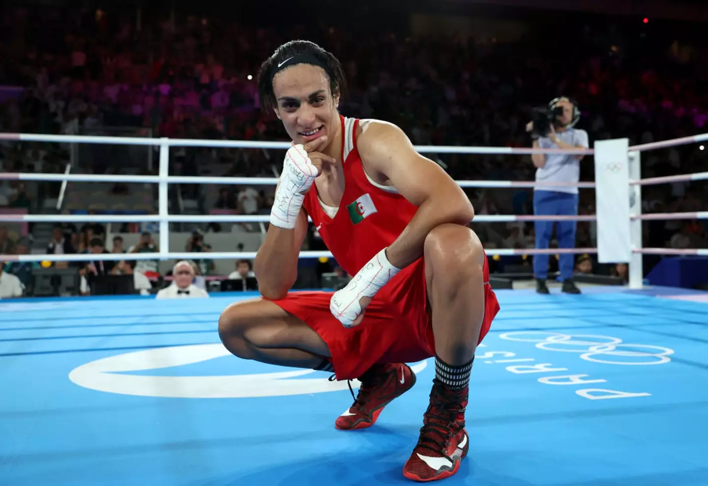 The Algerian won her country's first Olympic medal in women's boxing. (Richard Pelham/Getty Images)