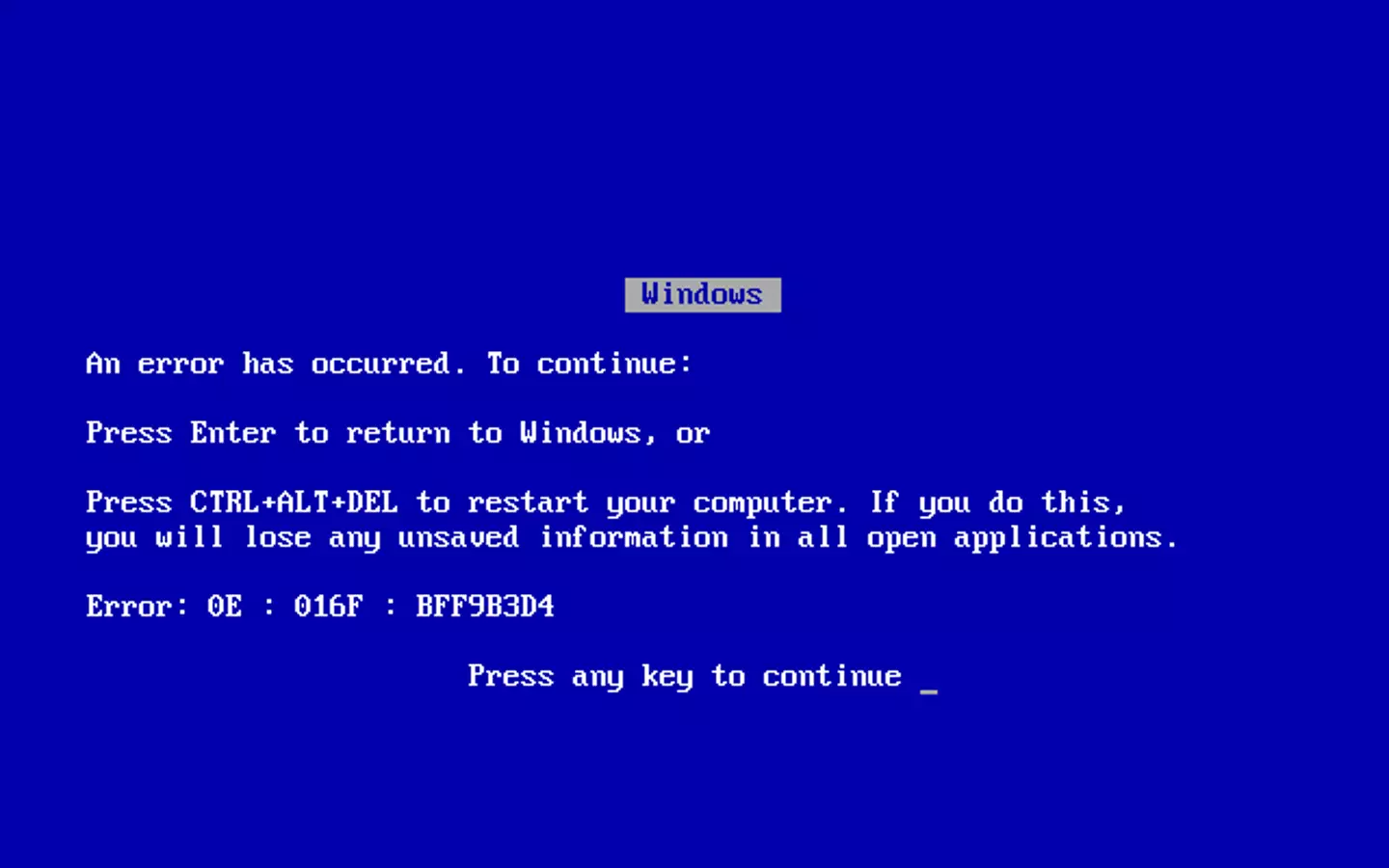 What the old error message looked like (Microsoft)