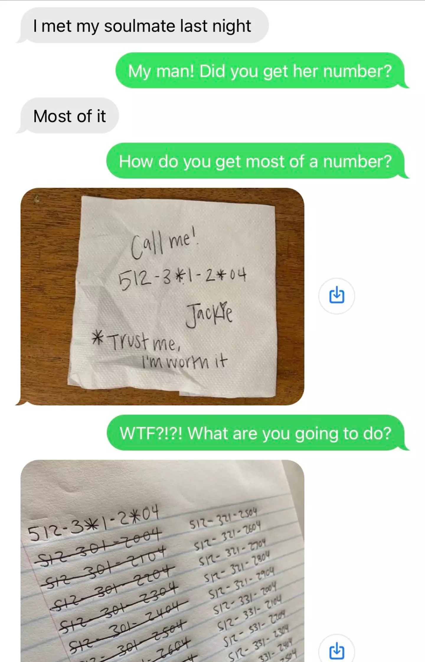 The cousin got "most of" the number.