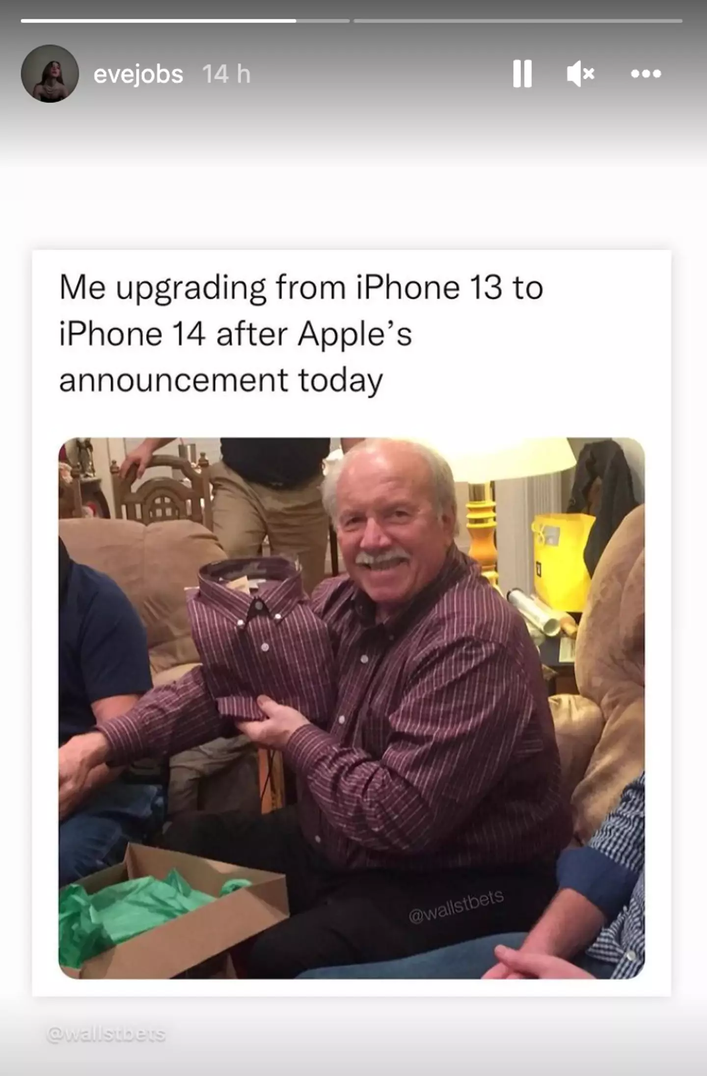 Eve Jobs posted a meme about the new model.