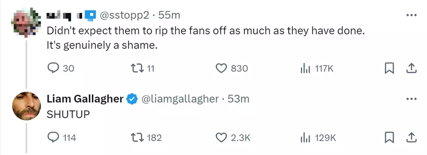 As you were (X/@liamgallagher)