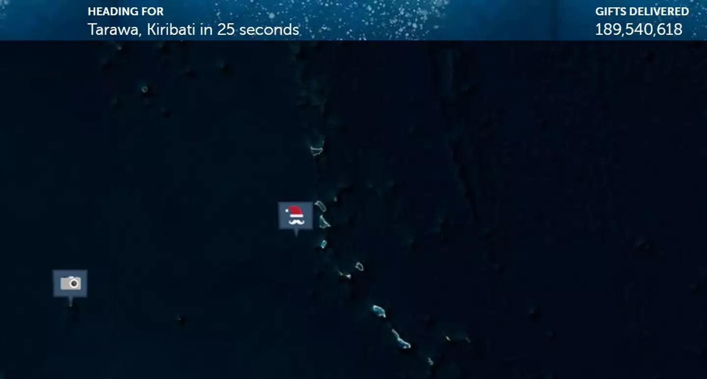 There he is, flying over the Pacific (