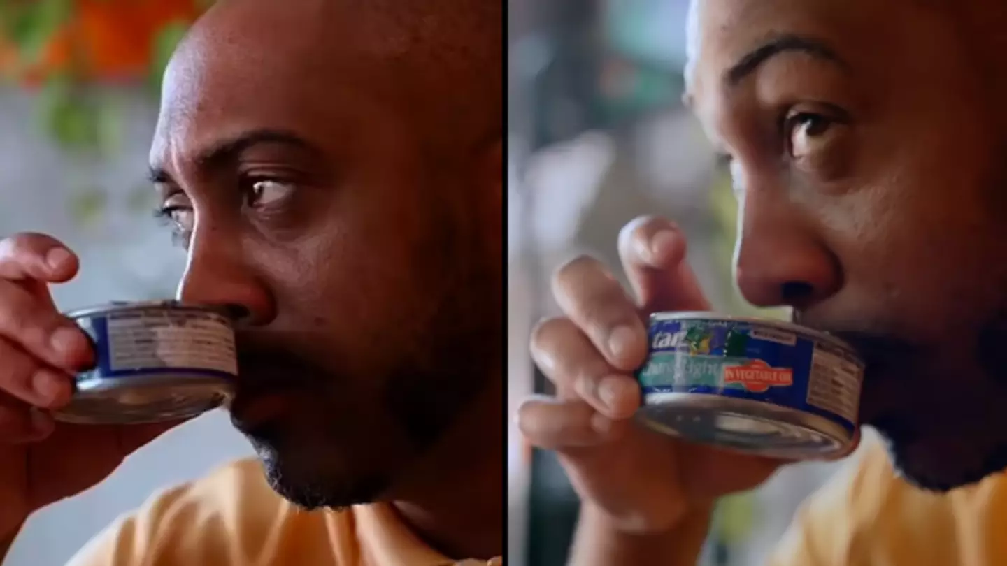 Man is addicted to smelling tuna and drinks the juice straight out of the can