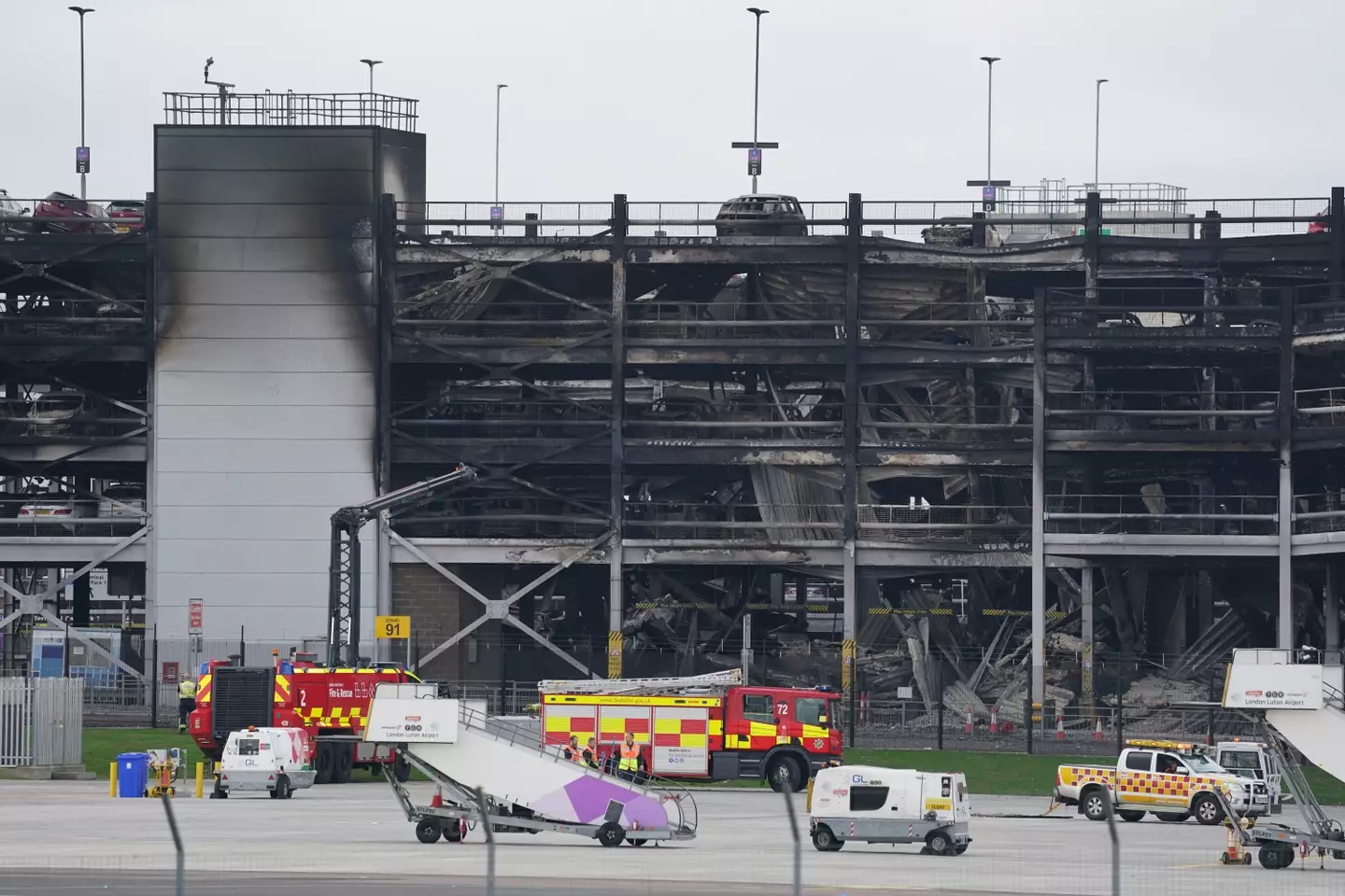 More than 100 firefighters were sent to tackle the fire at Luton Airport.