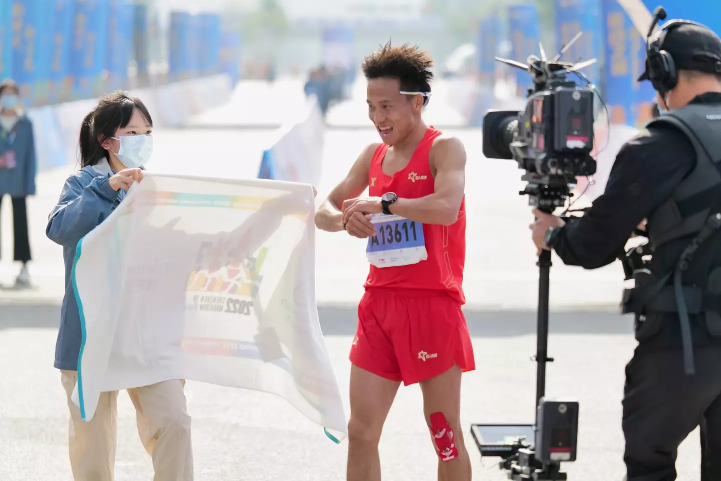 He Jie is a marathon runner. (Chen Wen/China News Service/VCG via Getty Images)