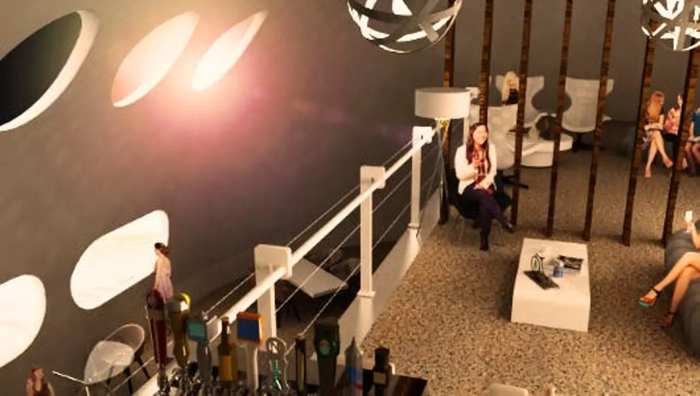 In the Voyager station's bar, you can simply 'jump off' the balcony because of the lower gravity.