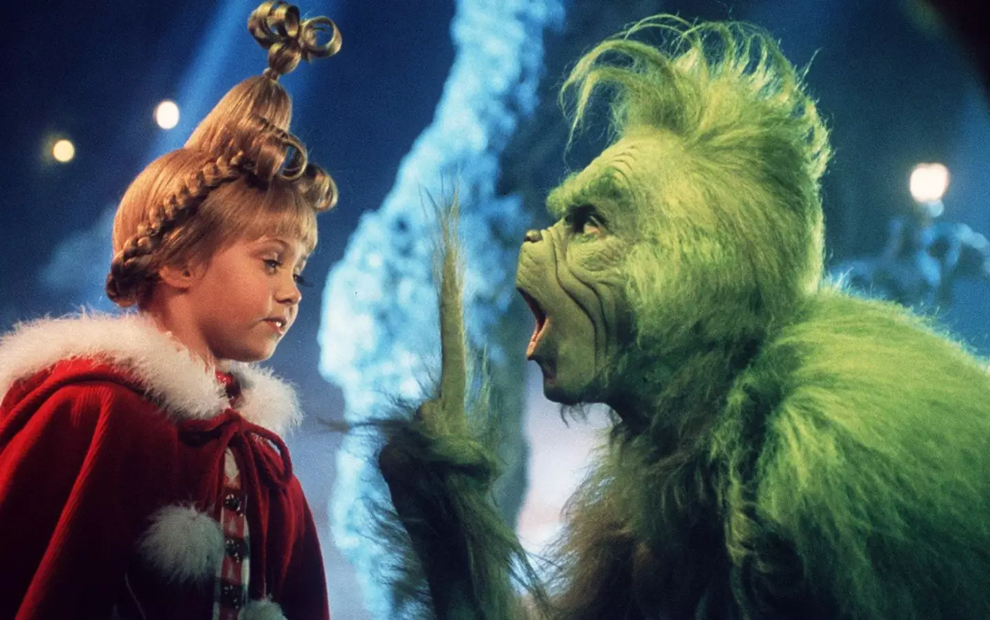 Taylor Momsen as Cindy Lou Who alongside Jim Carrey in The Grinch.