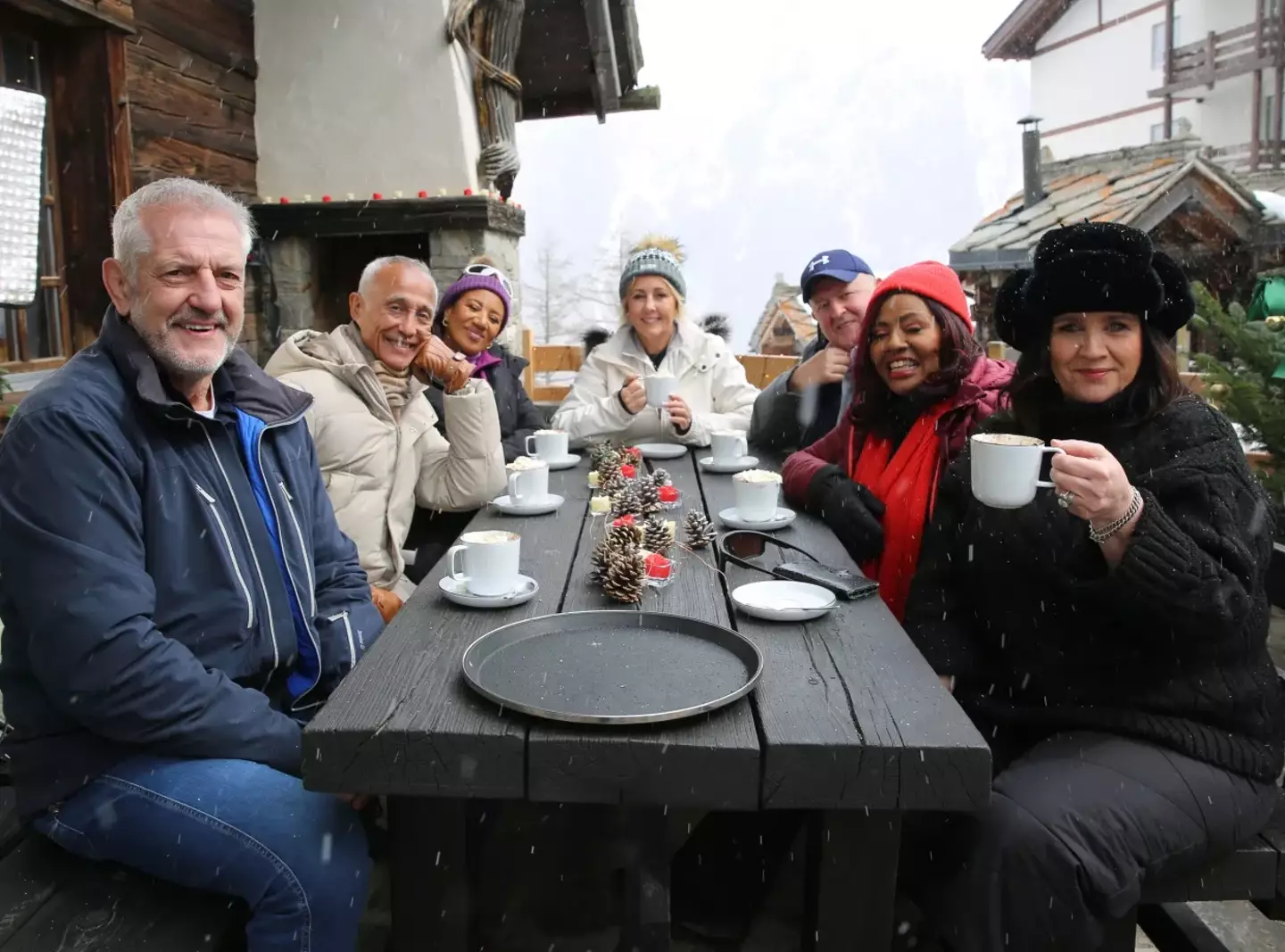 David Ridler, Andrew Ridgeley, Pepsi DeMacque-Crockett, Shirlie Kemp, Jonny Fowler, Pat Fernandes and Cheryl Harrison reunited at the Swiss resort where the music video was shot (BBC)