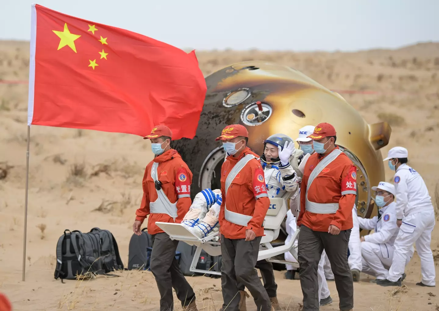 "Got the flag set up? Good, bring them out." (Menghe Zhaolu/VCG via Getty Images)