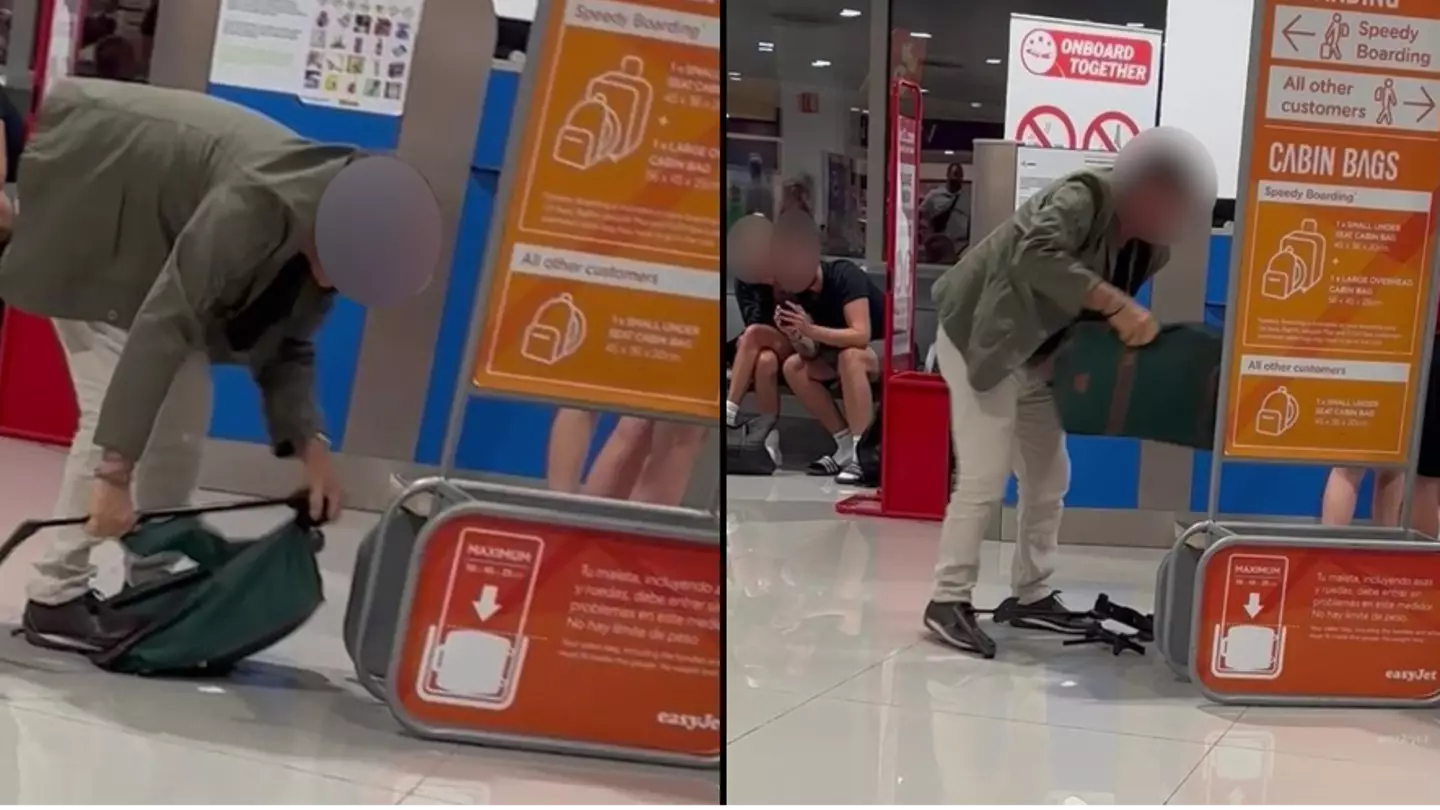 EasyJet passenger filmed destroying own luggage to meet airline requirements