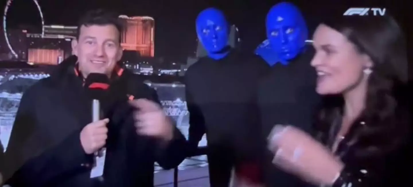 An F1 presenter is 'still shaking' after an unexpected moment during the Las Vegas Grand Prix left her utterly terrified.