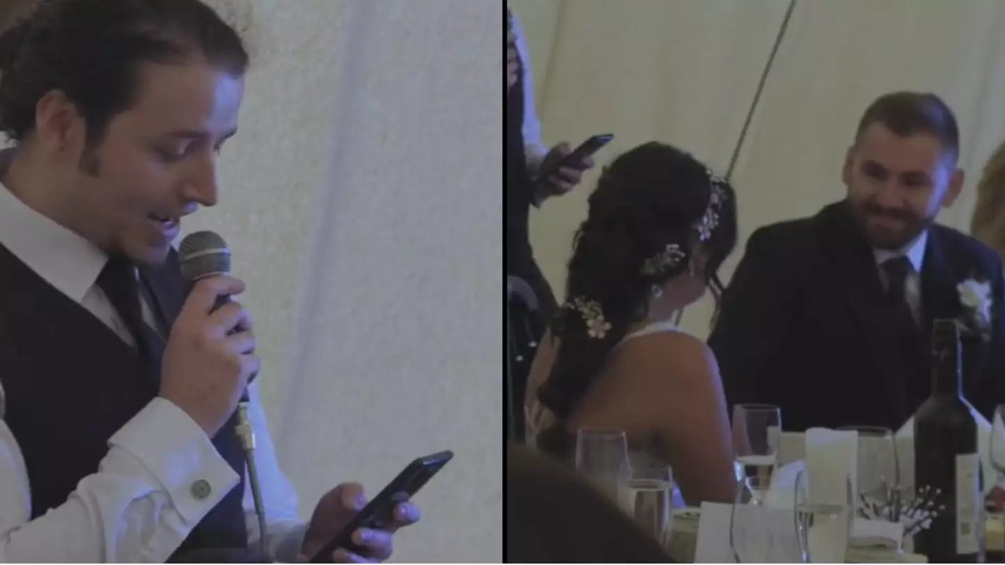 Best man forced to say ‘I’ll end it there’ after going too far with wedding speech punchline