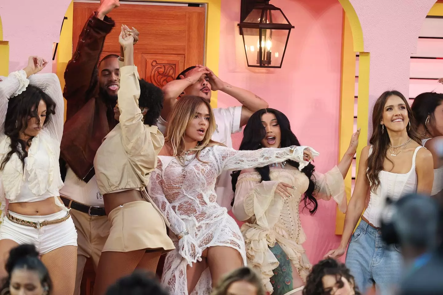 Karol G joined a bunch of celebs onstage for 'Yo Perreo Sola' (Chris Graythen/Getty Images)