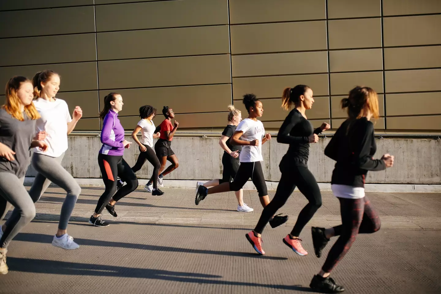 We don't know why these women are running but we can safely assume it's to get away from this guy.