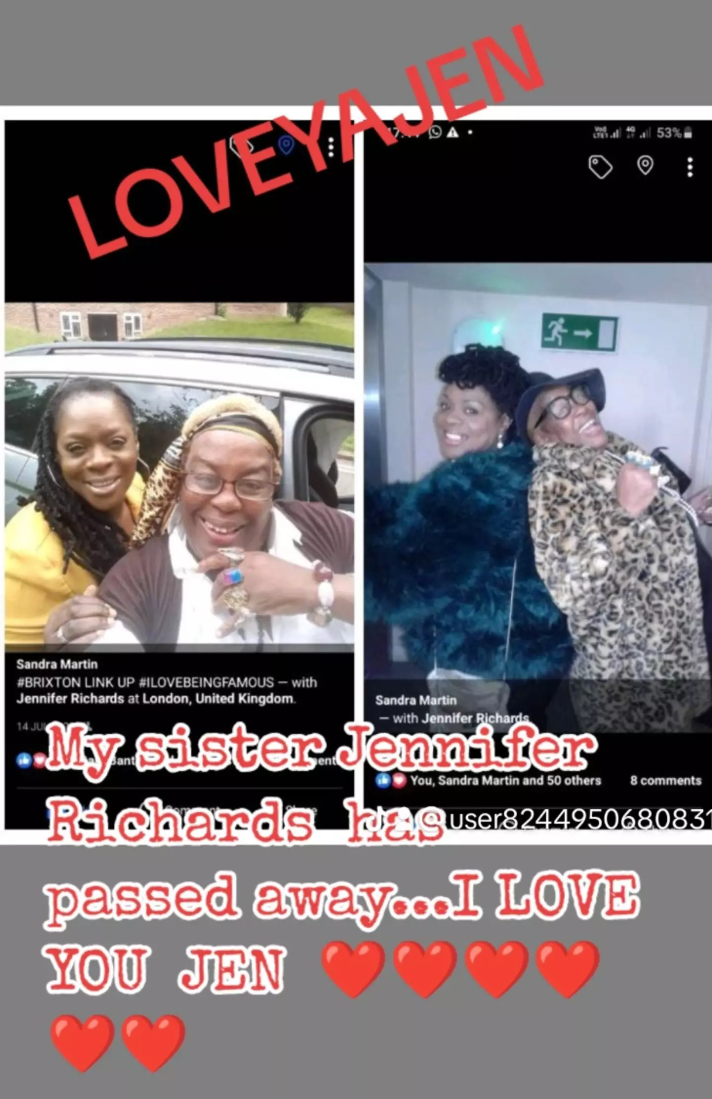 Sandra announced the news on social media.