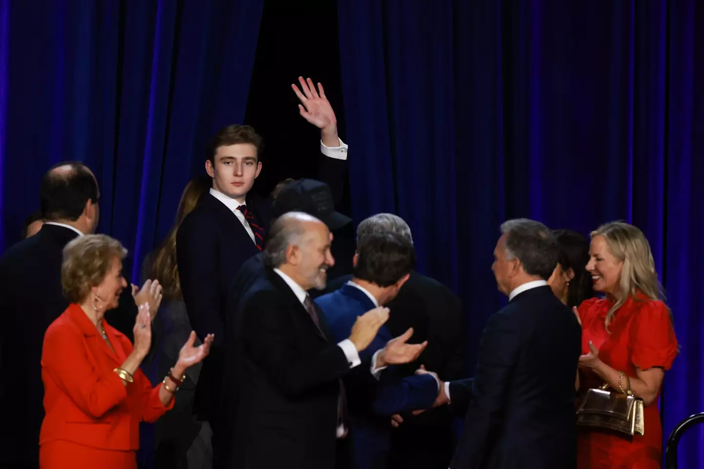 Barron waving to the crowds (Joe Raedle/Getty Images)