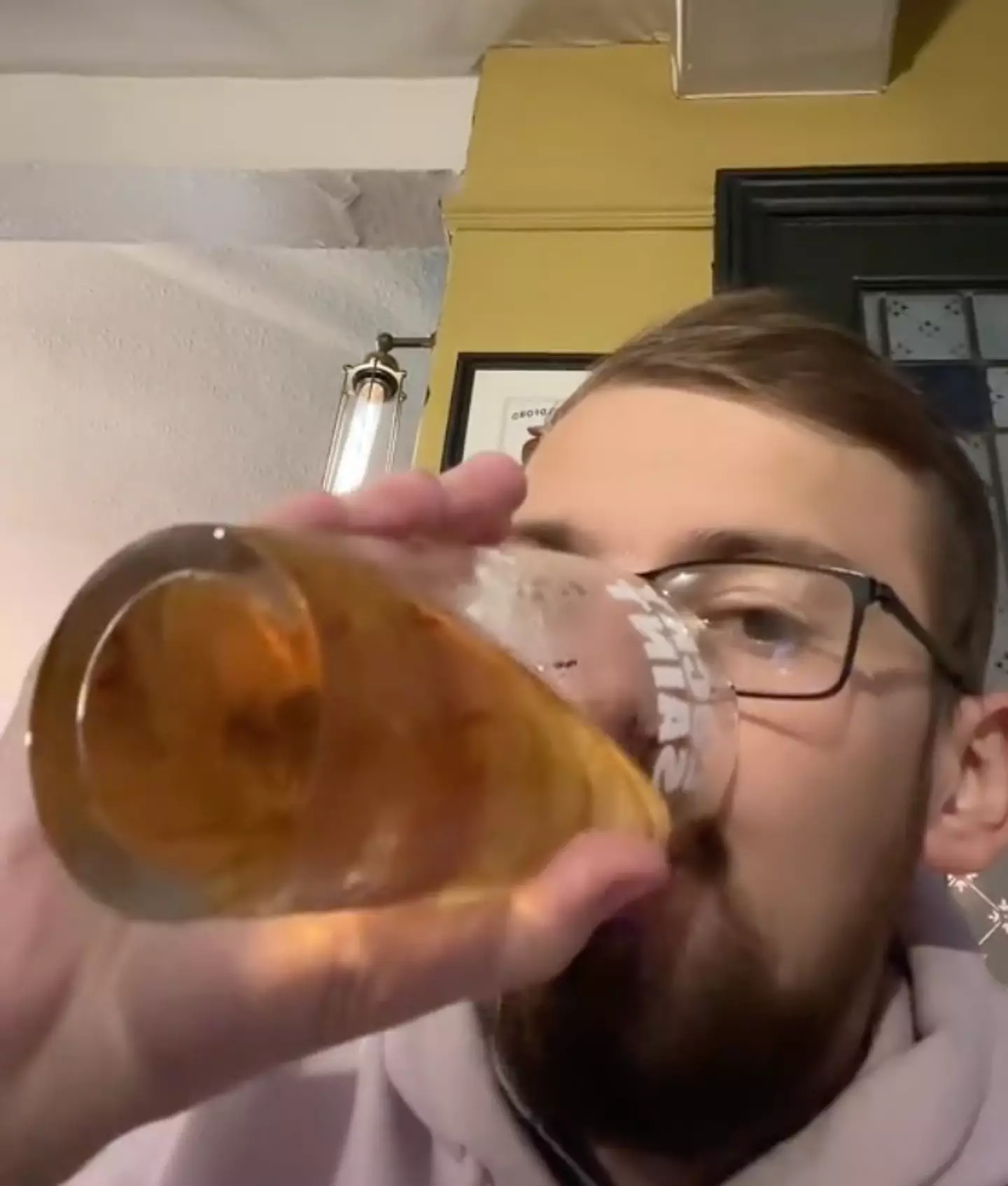 Jon May, taking a sip of one of his 2,000 pints.