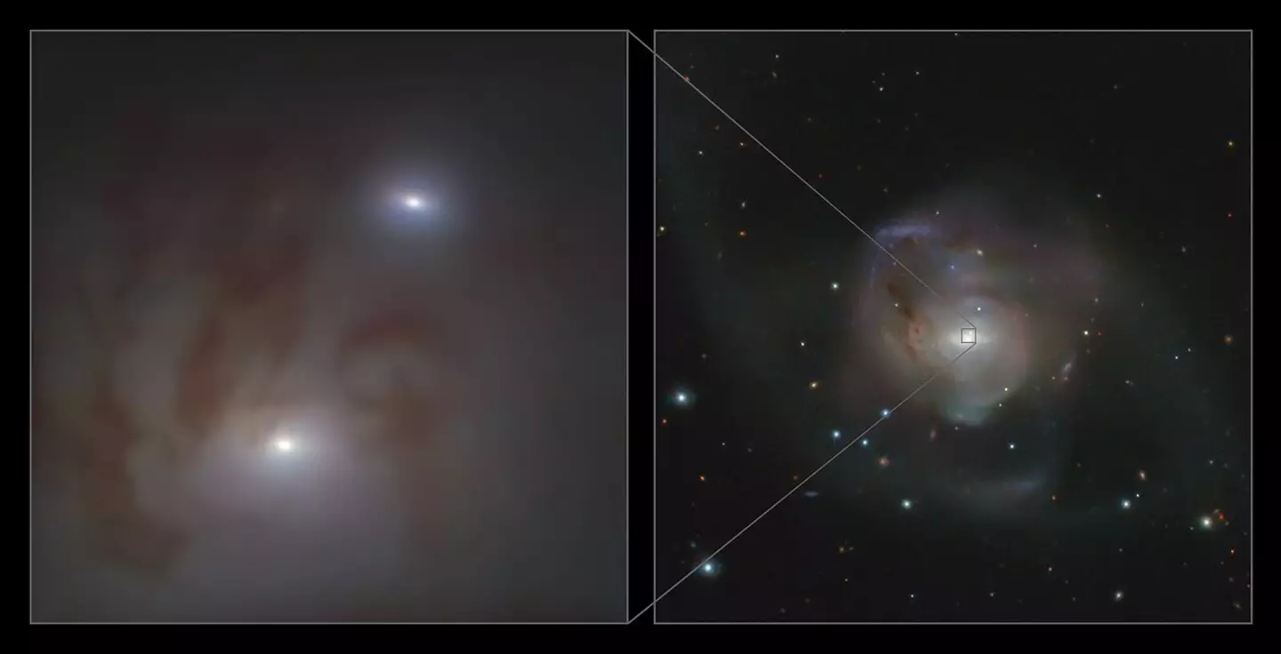 Two supermassive black holes set to merge in cataclysmic collision. (