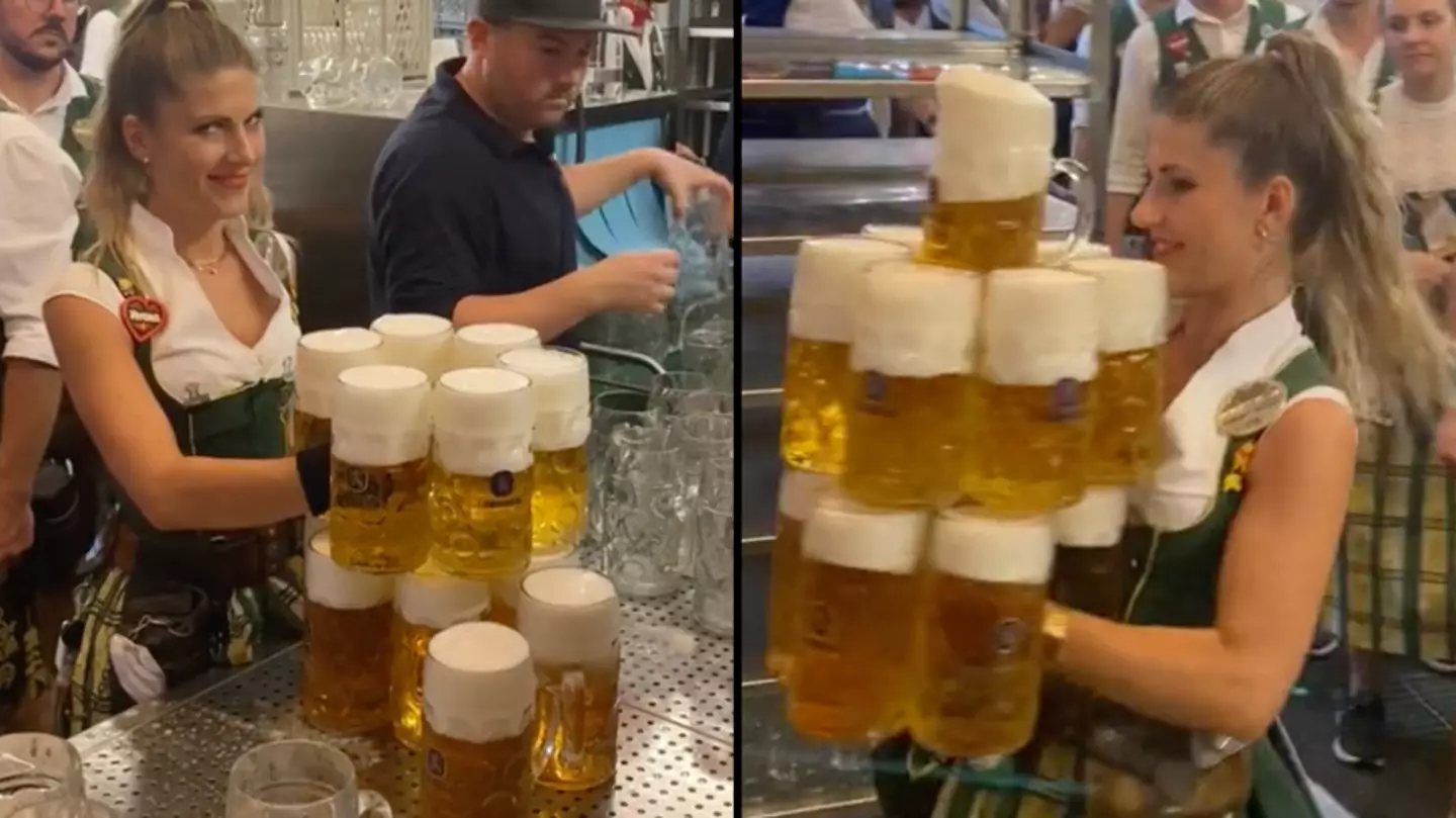 Oktoberfest waiter hailed as having 'super strength' while carrying more than a dozen beers