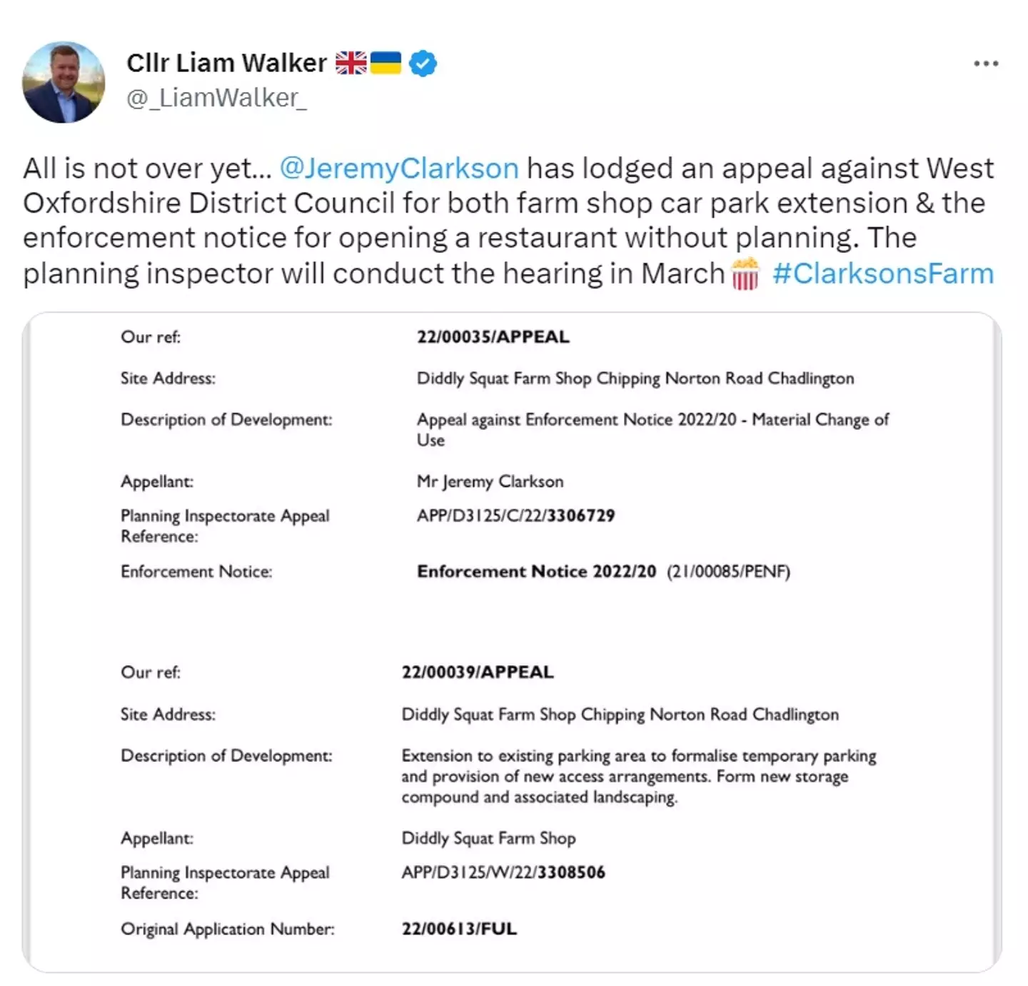 It looks like Jeremy Clarkson has launched another appeal against his restaurant getting shut down.