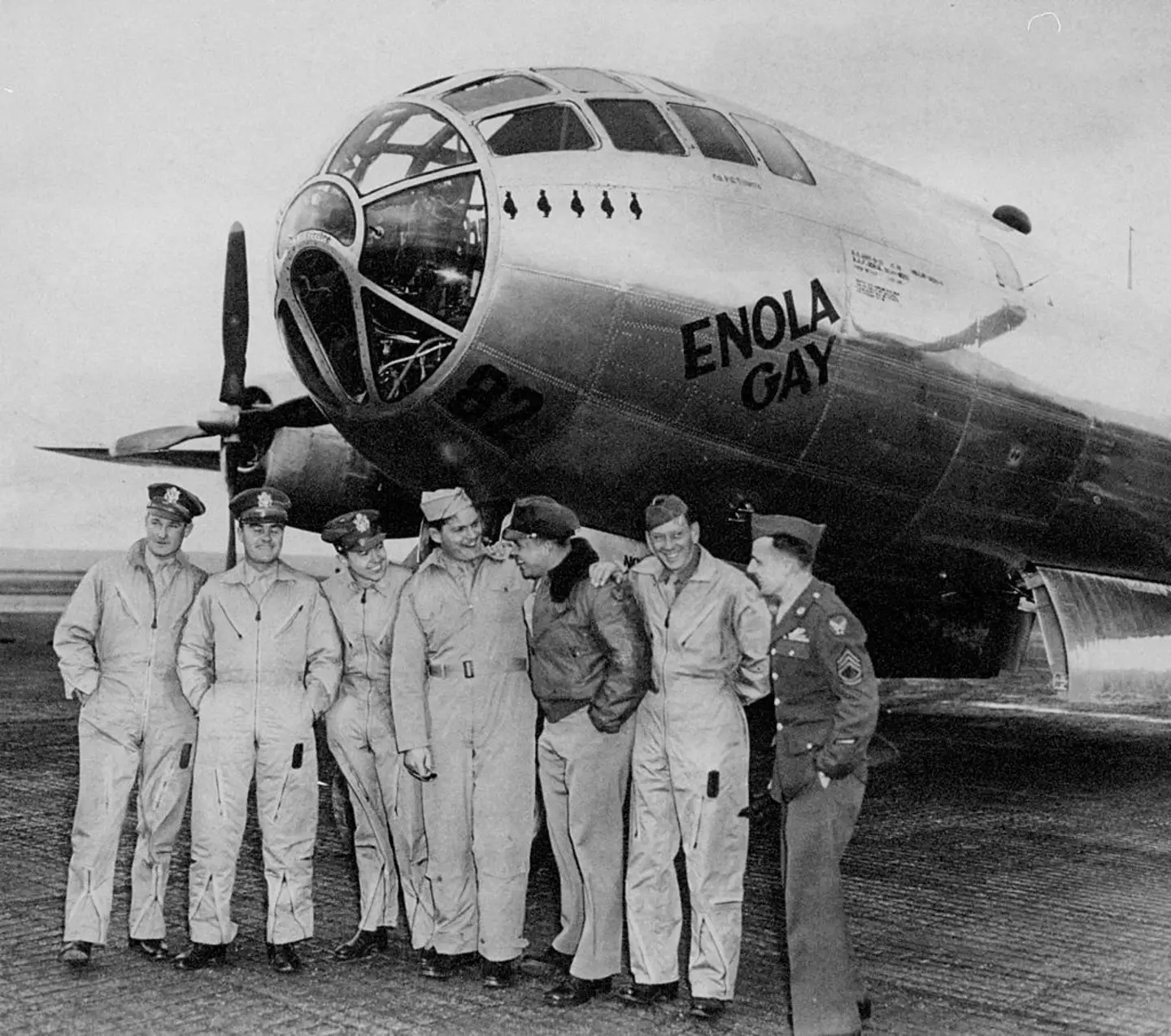 The crew of Enola Gay, the plane which dropped the atomic bomb over Hiroshima.