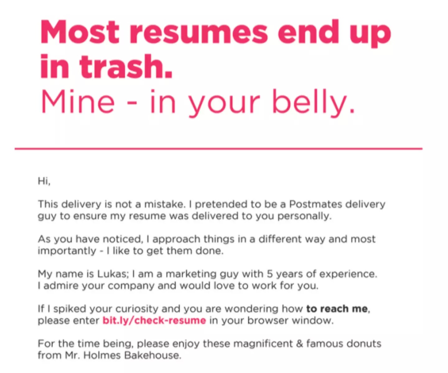 The note attached to the doughnut deliveries (Instagram/@LukasXYZ)