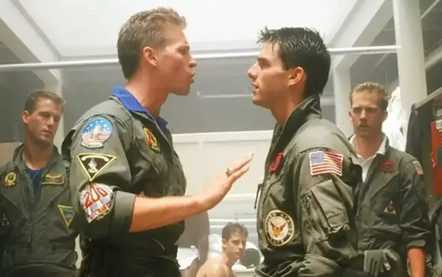 Val Kilmer and Tom Cruise in the 1986 original.