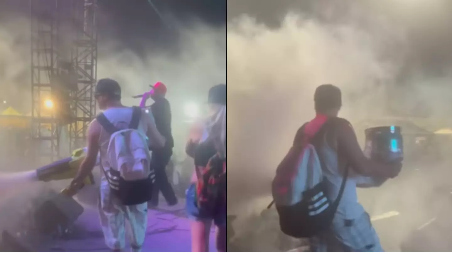 Rapper replaces fog machine by blasting weed smoke into crowd