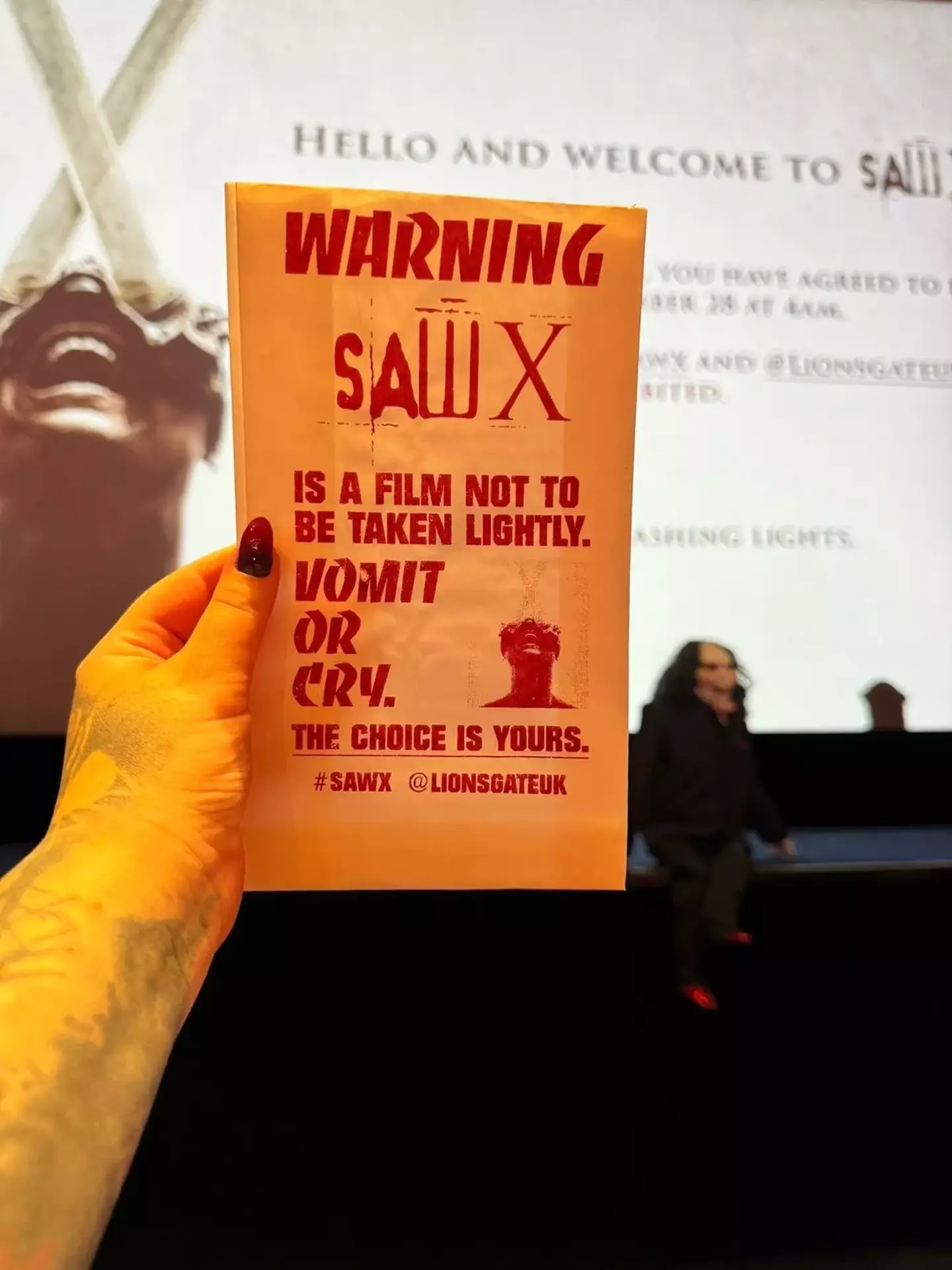 Saw X is so gory that sickbags are being handed out.