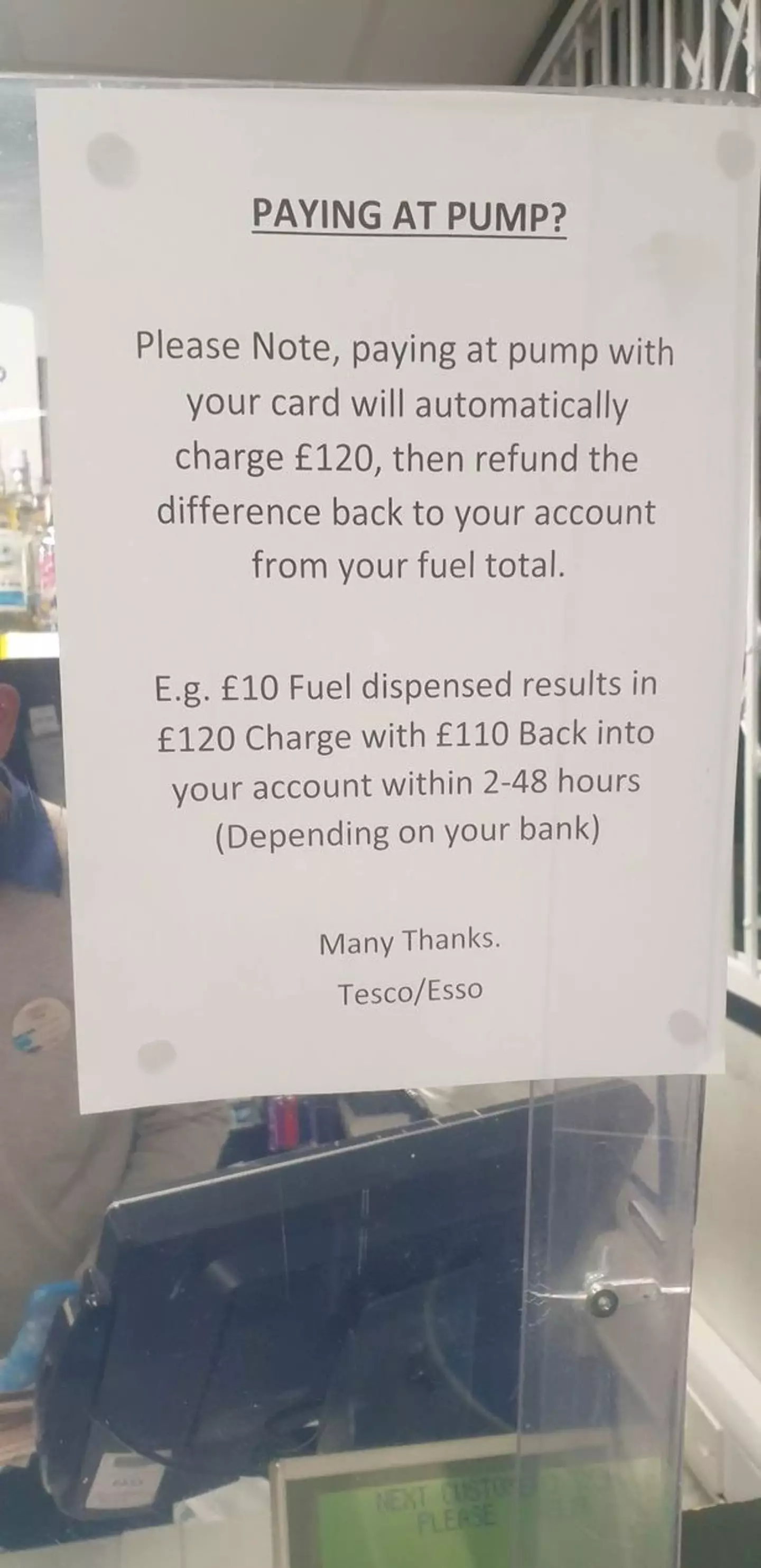 Tesco put a sign up explaining the situation to their customers.