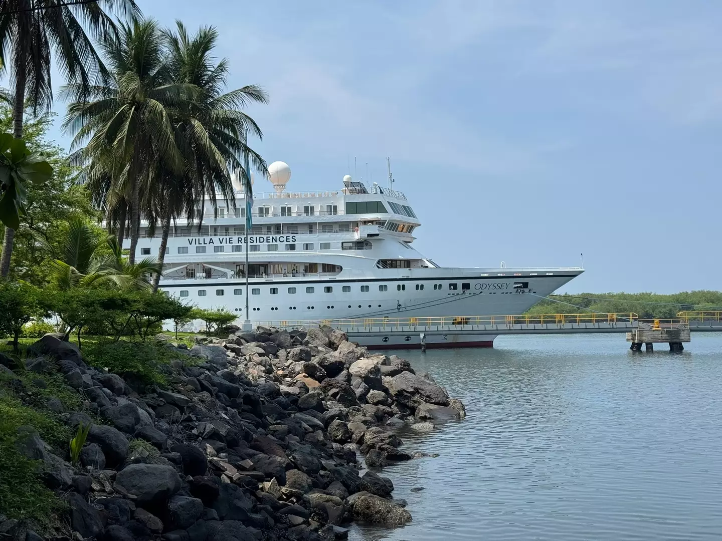 They're on board the Villa Vie Odyssey, you might remember it as the 'round the world cruise' that set off a lot later than expected (Lynn and Paul Montoya/Supplied)
