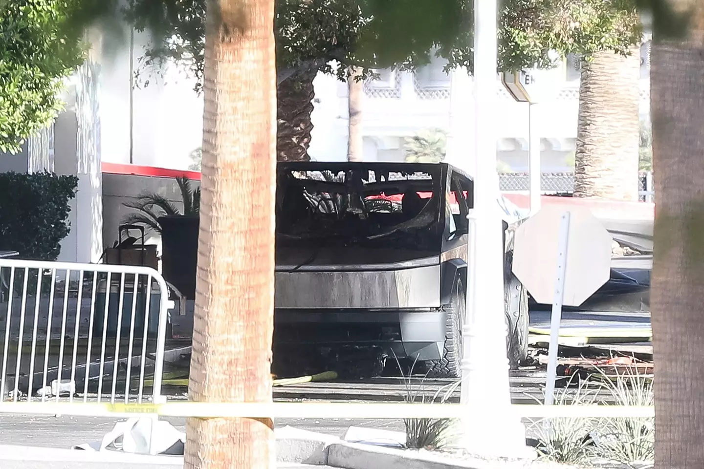 The Tesla exploded yesterday in Las Vegas (Wade Vandervort via Getty Images)