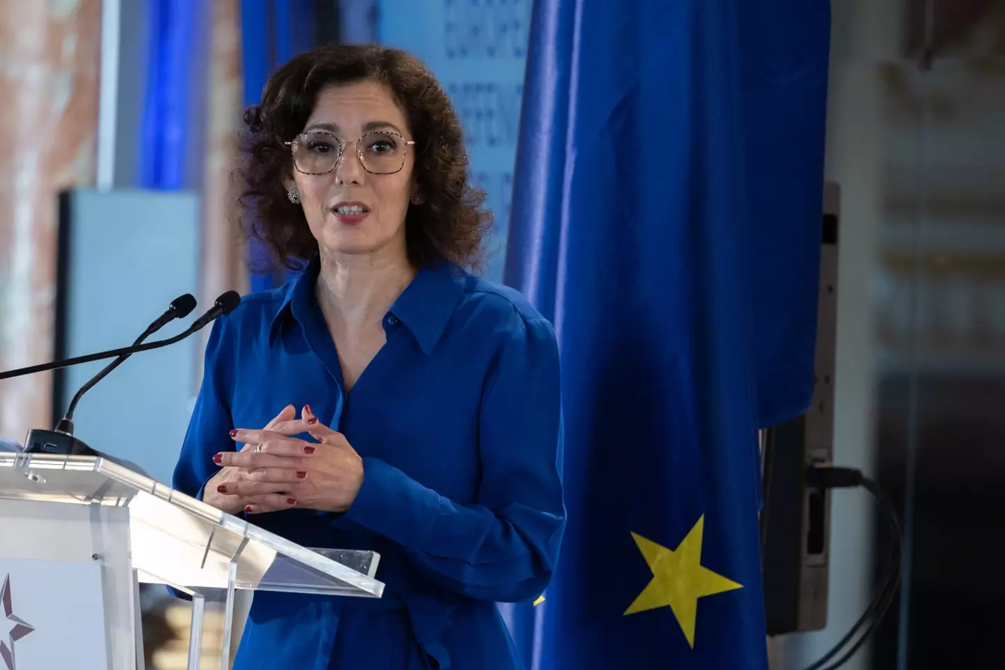 Hadja Lahbib announced the stockpiling plans on Wednesday (Omar Havana/Getty Images)