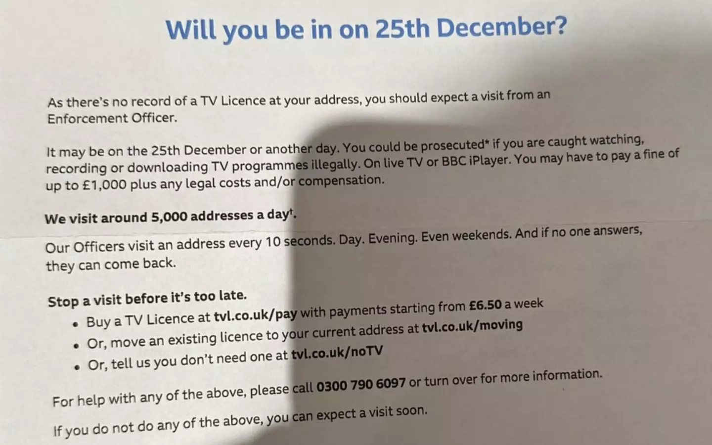 The letter sent to homes without a TV Licence (LADbible)