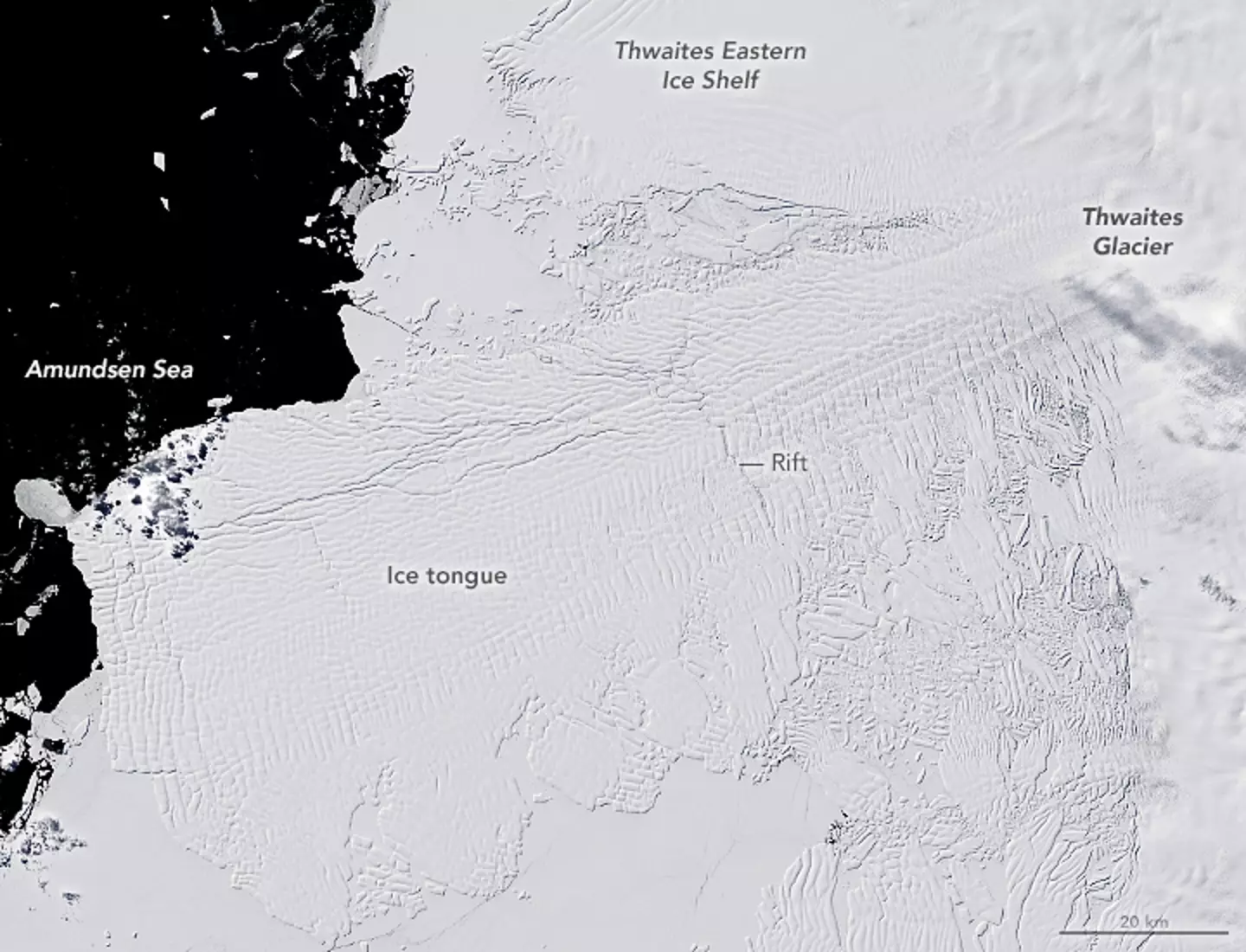 The Thwaites Glacier pictured by NASA in 2001 (NASA)