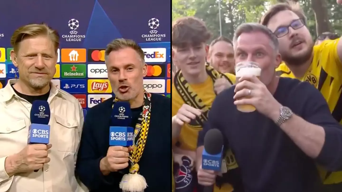 People baffled after seeing Jamie Carragher do post match interview ‘eight pints deep’ live on TV